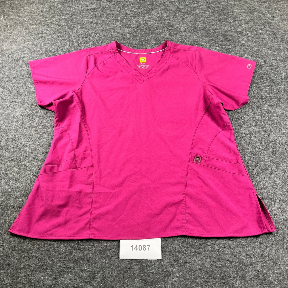 WonderWink Scrub Top Womens XL Pink V-Neck Short Sleeve Modern Fit Outdoor